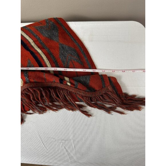 Say What Aztec Southwestern Fringe Cardigan L Boho Western Burnt Orange USA Fall - Picture 6 of 6